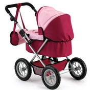 Trendy Pram Stroller for Baby Dolls & Stuffed Animals, Red/Pink