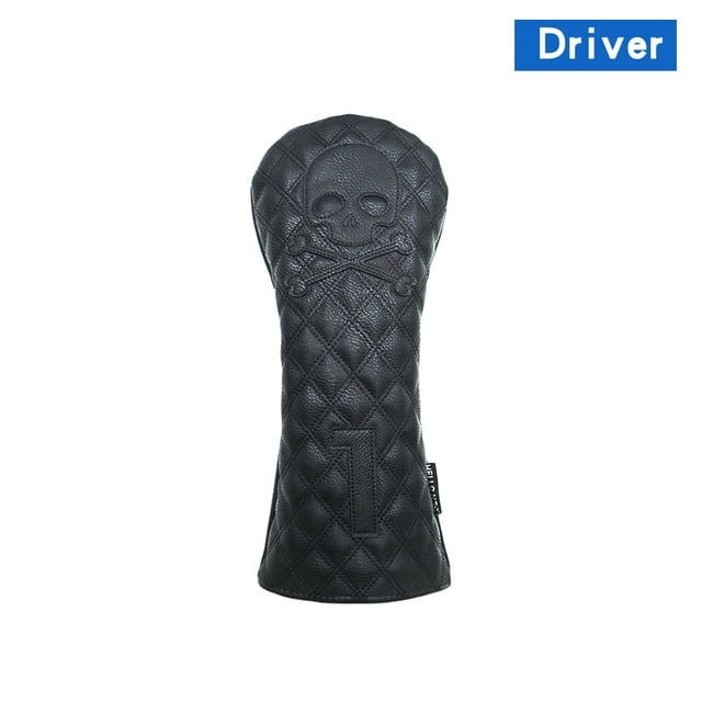 Golf Wood Cover Skull For Driver Fairway Hybrid Waterproof Protector Set PU Leather Soft Durable Golf Club Covers Black for Driver