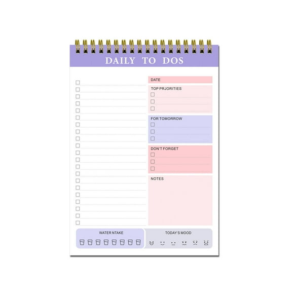 Bloc de tareas diario - Planificador de tareas sin fecha de 60 hojas para productividad, trabajo, escuela y oficina con cajas prioritarias y páginas desmontables