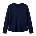 thumbnail image 5 of VBVC Women's V Neck Raglan Sleeve Top, Ladies' Long Sleeve Loose Tee, Casual Basic Stretchy Solid T Shirt For Women, Navy , S-2XL, 5 of 5