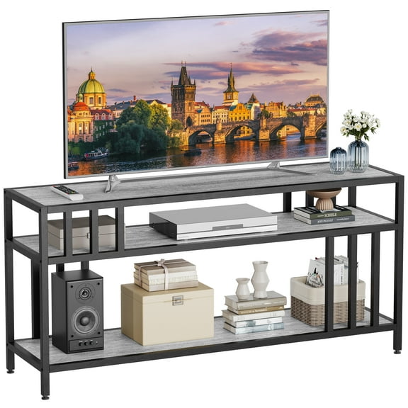 3-Tier Open Storage Shelves TV Stand for 65 Inch TV, Modern Contemporary Media Console Table, Entertainment Center Cabinet for Living Room or Bedroom