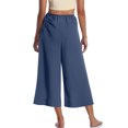 thumbnail image 6 of Women's Loose Wide Leg Track Pants Drawstring Pockets Elastic Waist Capri Hiking Pants with Big Ruched Pockets, 6 of 6