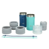 BUILT 5-in-1 14 oz Insulated Stainless Steel Can Cooler and Drink Sleeve Set, Poseidon and Cockatoo