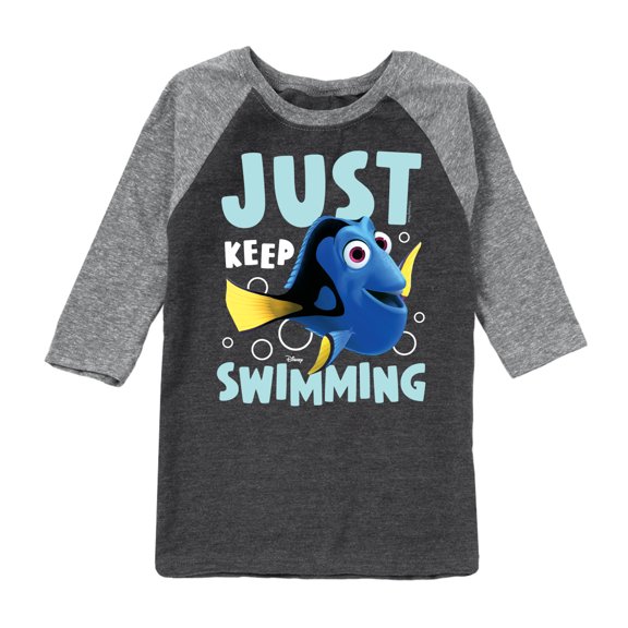 Finding Nemo - Just Keep Swimming - Toddler And Youth Girls Raglan Graphic T-Shirt