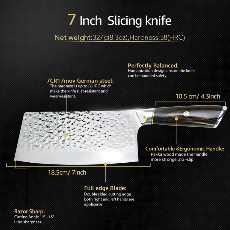 MYVIT 7-inch Meat Cleaver Knife, Heavy Duty Chef Butcher Knife