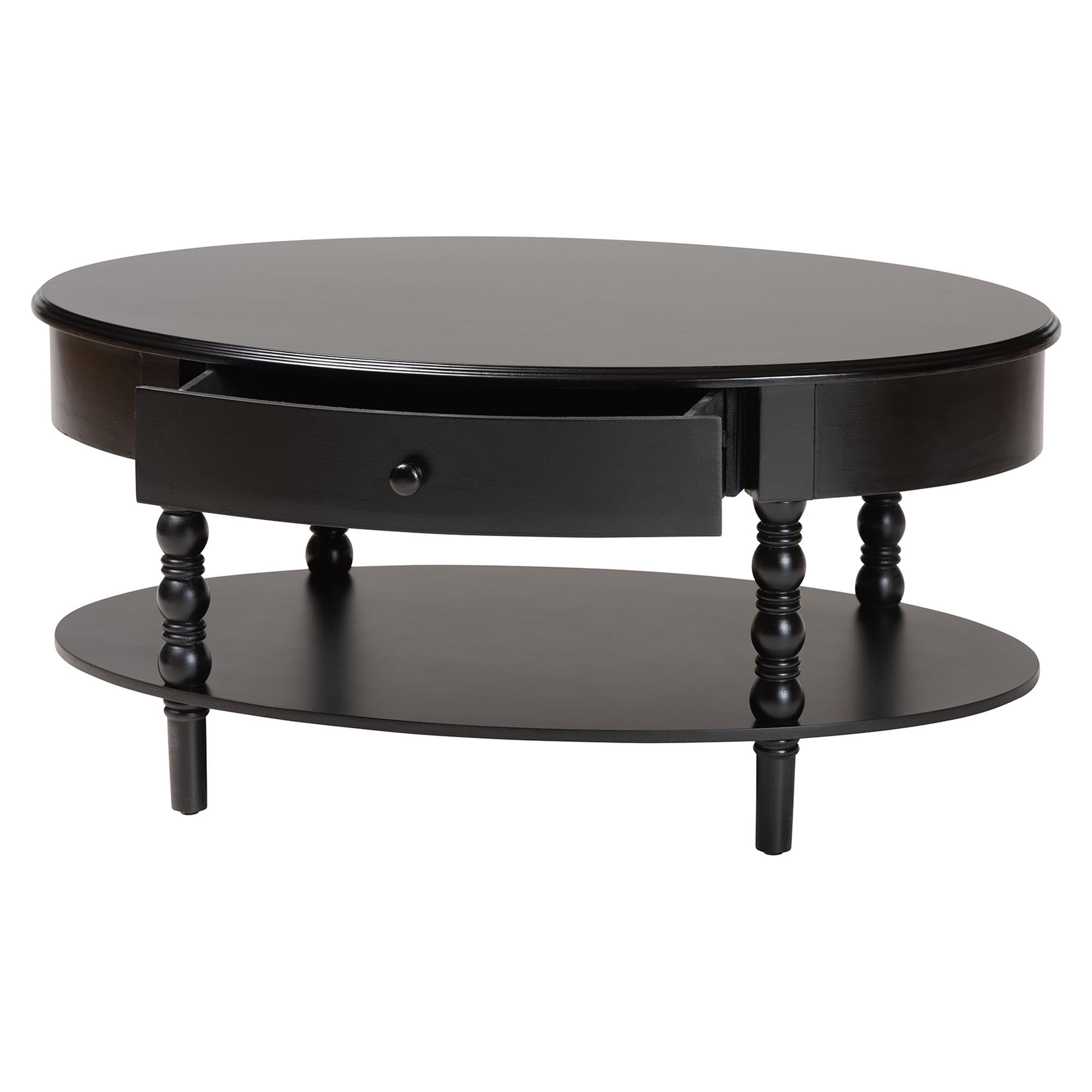 Baxton Studio Malinda Classic Coffee Table, 1-Drawer, Black