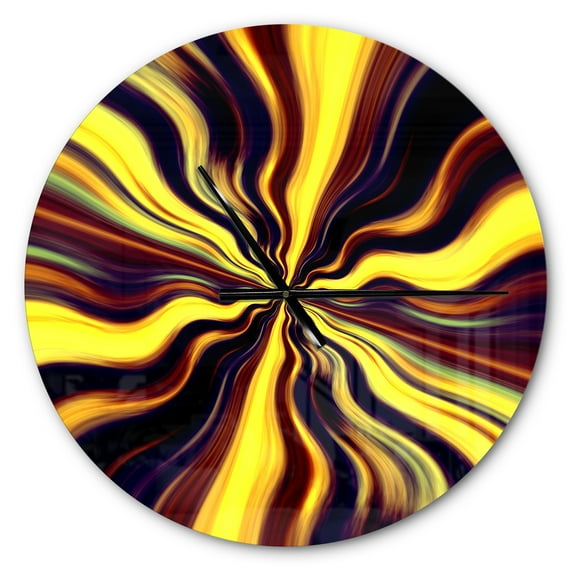 Designart 'Yellow Purple Black Fantasy ' Modern wall clock