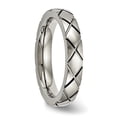 thumbnail image 3 of Titanium Polished Criss Cross Grooved Ring, 3 of 5