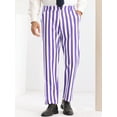 thumbnail image 2 of Unique Bargains Men's Striped Dress Pants Straight Leg Color Block Business Trousers 28 Purple White, 2 of 6