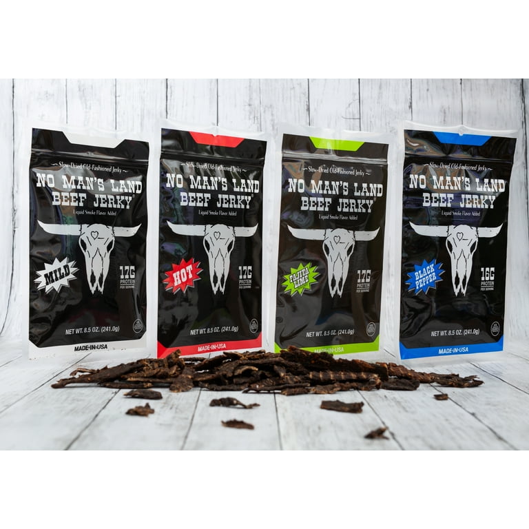 No Man's Land Hot Beef Jerky 17g Protein per Serving 8.5oz High