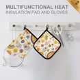 thumbnail image 4 of Yayeee Oven Mitts and Pot Holder Set of 2 Heat Resistant Kitchen Gloves Baking Hot Pad, Beige Retro Rainbow, 4 of 5