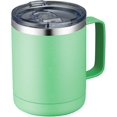 thumbnail image 1 of Taza de café de 12 oz con asa y tapa deslizante, vaso de viaje de acero inoxidable con asa, taza de camping con aislamiento al vacío de doble pared para secado frío y caliente, 1 of 5