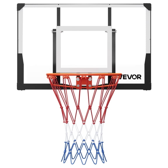 VEVOR Wall Mount Basketball Hoop, 44-inch PC Backboard Mounted Basketball Hoop Outdoor with Solid Steel, 0.08 inch Thickened Backboard, Thickened Woven Nylon Basketballs Net, Indoor & Outdoor Use