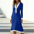 thumbnail image 6 of Tnhcen Women's Long Sleeve V Neck Casual Solid Color Pocket Dress, 95% Polyester 5% Spandex Stretchy Knit Dress for Office Party, S-2XL Plus Size, 6 of 7
