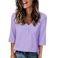 thumbnail image 2 of Inleife Womens Half Sleeve Tops Fashion Ladies Casual Basic Tees V-Neck Relaxed Fit Pleated T-Shirt for Daily Wear, 2 of 6