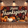 thumbnail image 4 of Decorative Design Happy Thanksgiving Banner Colorful Theme Fall Leaves Turkey Illustration for Thanksgiving Celebration Holiday Party Autumn Decoration, 4 of 9