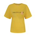thumbnail image 3 of TSADFHJI Chemises pour Femmes Élégantes Aguichant Mode Décontractée Imprimé Ruban Promotionnel International Manches Courtes Col Rond T-Shirt Haut L Jaune, 3 of 3