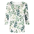 thumbnail image 5 of CHUANK Blouses pour Femmes Grande Taille Mode pour Femmes T-shirt Imprimé Ample Mi-Long Manches 3/4 Col Rond Hauts Décontractés, 5 of 5