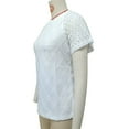 thumbnail image 6 of JGGSPWM Women Eyelet Embroidered Hollow Out Casual Scoop Neck Short Sleeve Tops Blouses White L, 6 of 8