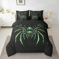 thumbnail image 2 of Feelyou Neon Green Spider Twin Bedding Sets 7-Piece, Futuristic Animal Bedding Comforter Set, Stripes Geometric Reversible Sheet Sets, Lightweight Room Decor, 2 of 7