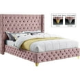 thumbnail image 3 of Meridian Furniture Savan Pink Velvet Queen Bed, 3 of 23