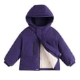 thumbnail image 5 of BXJX Boys Fleece Lined Jackets, Outdoor Zipper Waterproof Long Sleeve Winter Hooded Coats Purple Size 5-6 T, 5 of 5