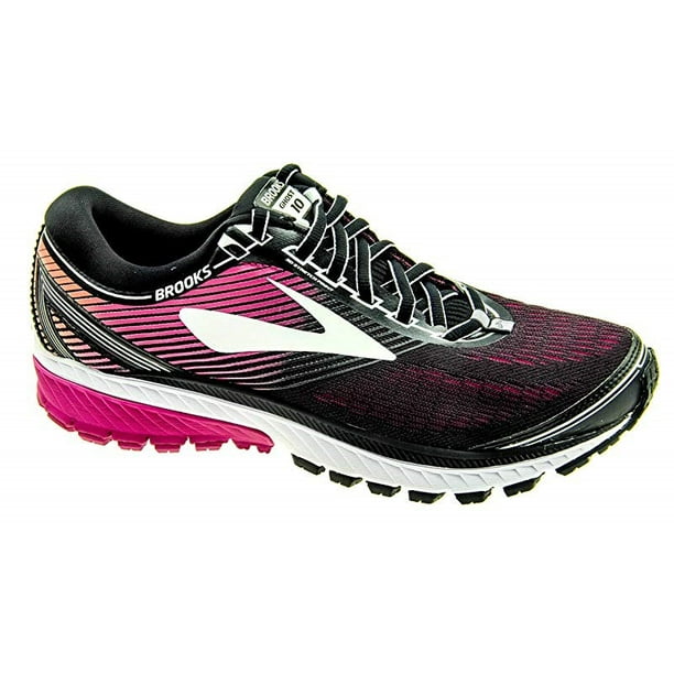 Brooks Women's Ghost 10, Black/Pink Peacock/Living Coral, 12 D(W) US ...
