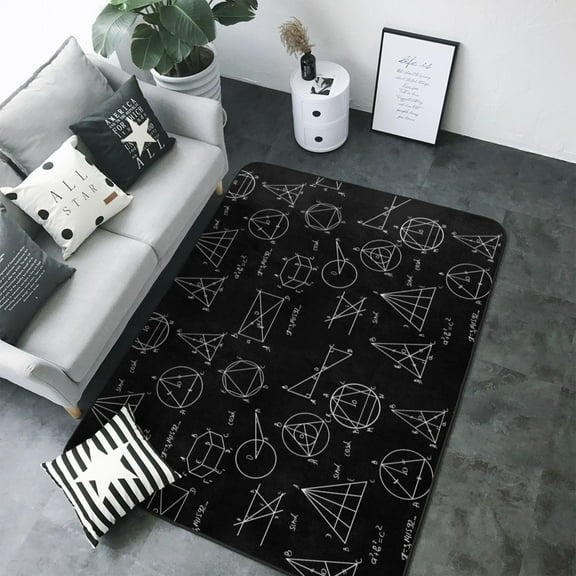 Area Rugs For Living Room Decor - equation Math Print black Soft Anti Slip Throw Washable Rugs 5x7 For Bedroom, Indoor Carpet For Bedroom Living Room 80x58In