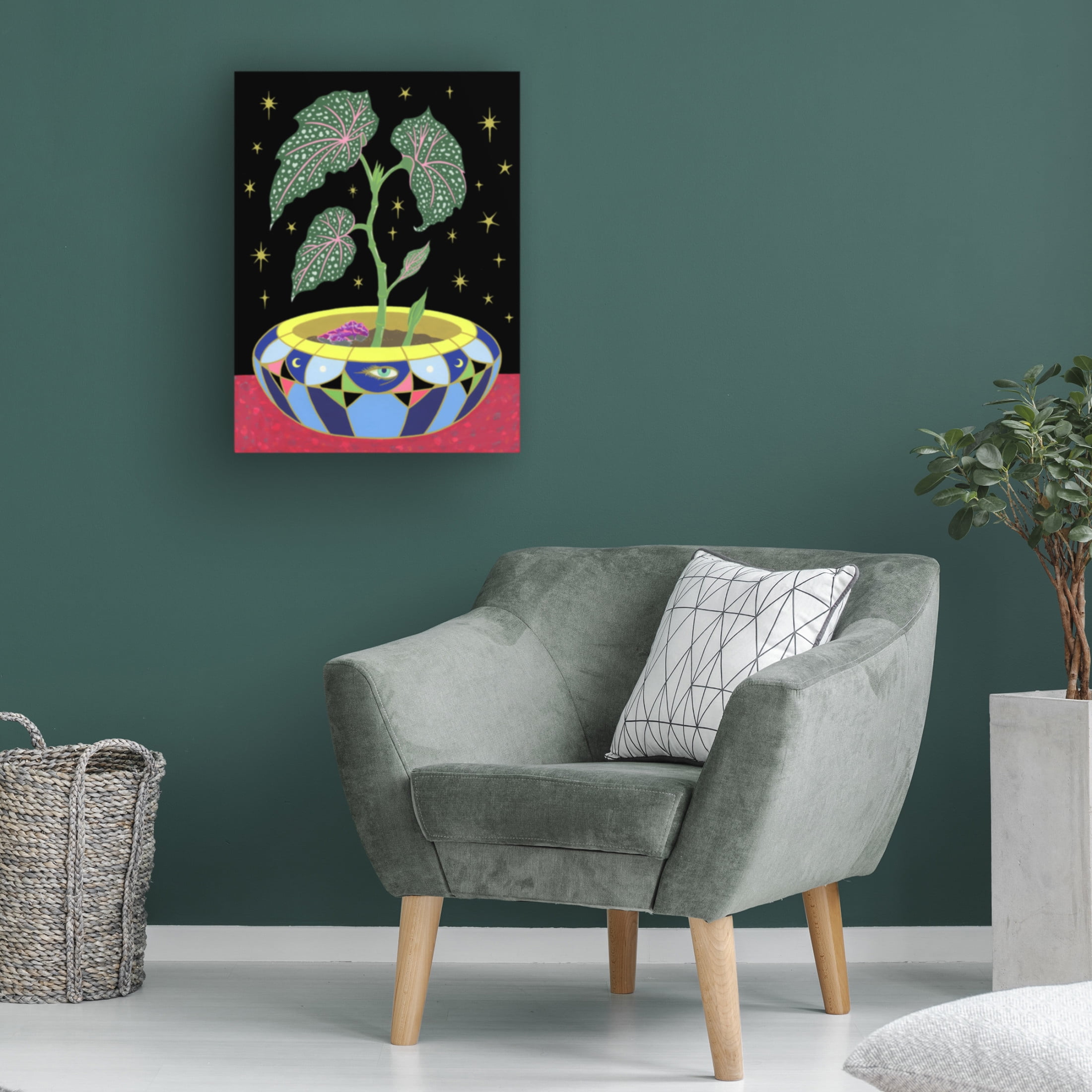 Tsz Kam 'Begonia in a Pot, 2021' Canvas Art - 35 x 47 Inches