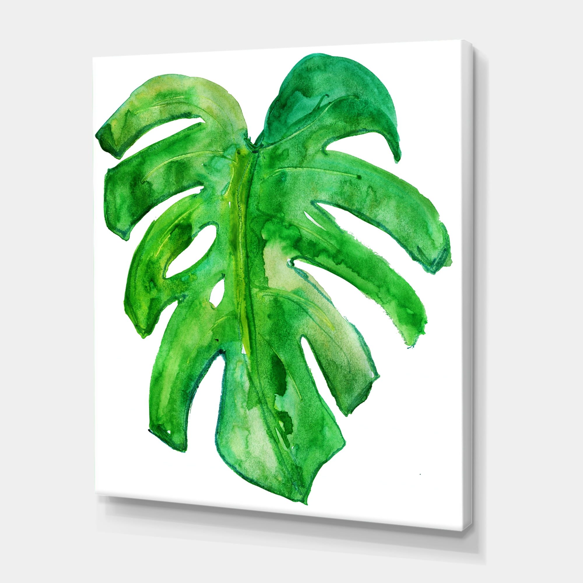 Close Up Of Tropical Leaf Of Monstera I 12 in x 8 in Painting Canvas Art Print, by Designart