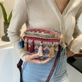 thumbnail image 4 of Handmade Fringe Woven Crossbody Bag for Women - Boho Chic Fabric Waist Pack with Adjustable Strap, Roomy Open Pocket for Phone Wallet Essentials, Lightweight Durable Travel & Everyday Purse, 4 of 6