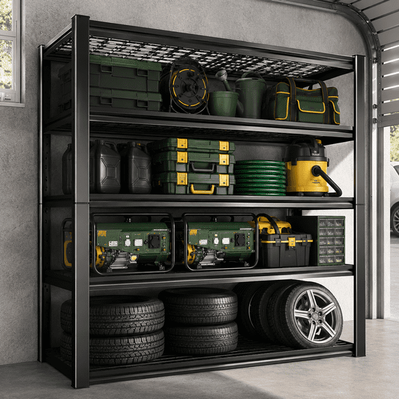 3000LBS Garage Shelving Heavy Duty 72"H Storage Shelves Industrial Metal Shelving 5 Tier Adjustable Garage Storage Shelves for Kitchen Pantry Warehouse Basement Commercial 35.5"W x 16"D, Black