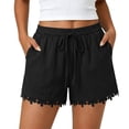 thumbnail image 2 of SAHFX Gauze Shorts for Women Lightweight Shorts Gauze Short Cute Shorts Dressy Outfits Elastic Waist Drawstring Comfy Shorts Modest Shorts for Women with Pockets Women Pull On Shorts, 2 of 9