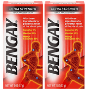 Bengay Ultra Strength Topical Pain Relief Cream, Non-Greasy Analgesic for Minor Arthritis, Muscle, Joint, and Back Pain, Camphor, Menthol & Methyl Salicylate, 2 oz. (Pack Of 2)