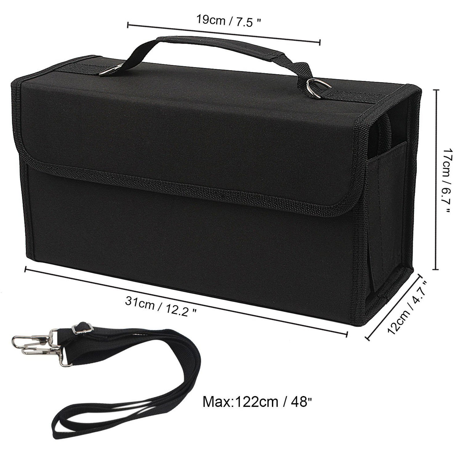 Marker Organiser Case for 120 Markers, Marker Storage Bag, Art Marker Pen Carrying Bag with Shoulder and Handle Strap