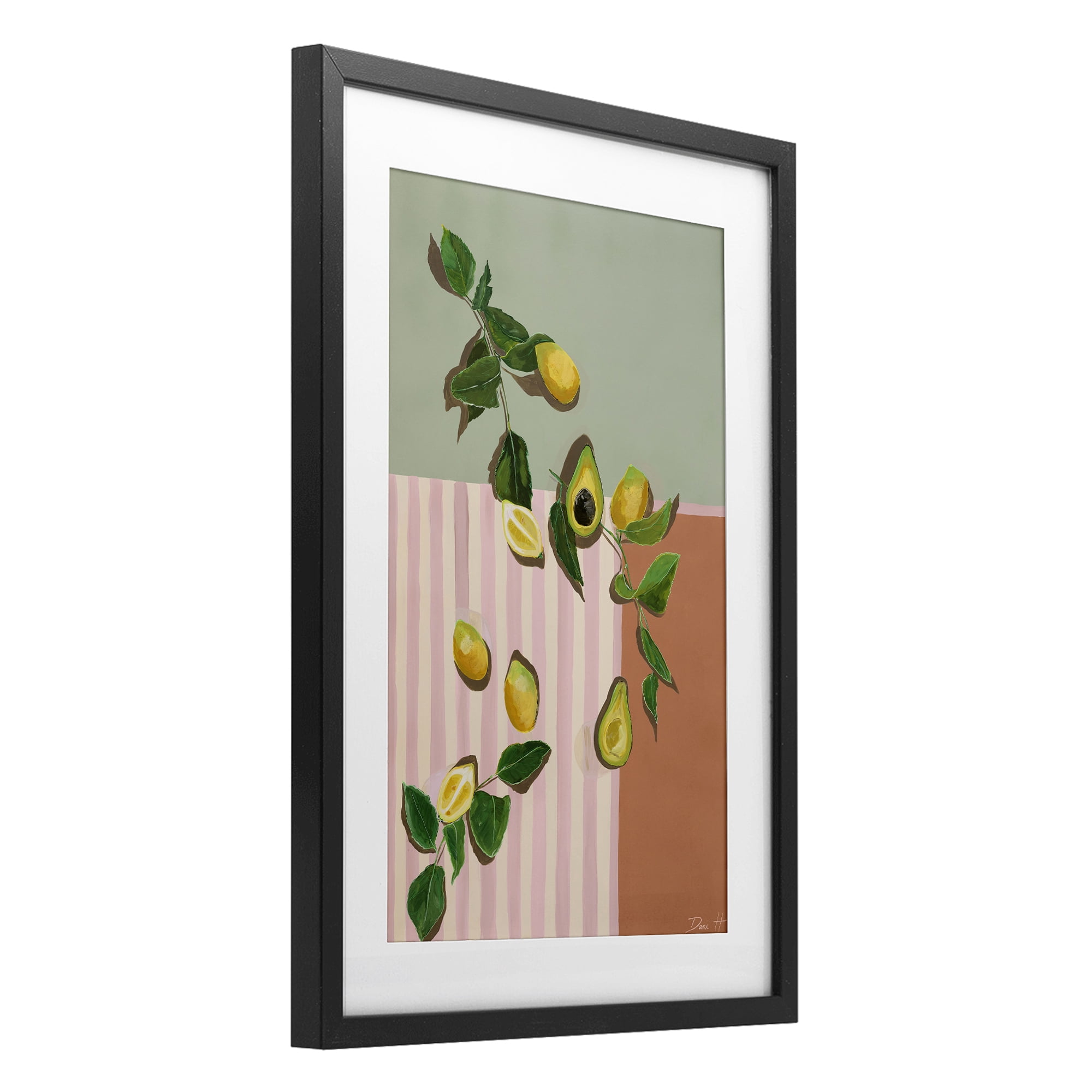 Stupell Industries Midcentury Avocado & Lemons Black Framed Print Under Glass, design by Dani Heyward