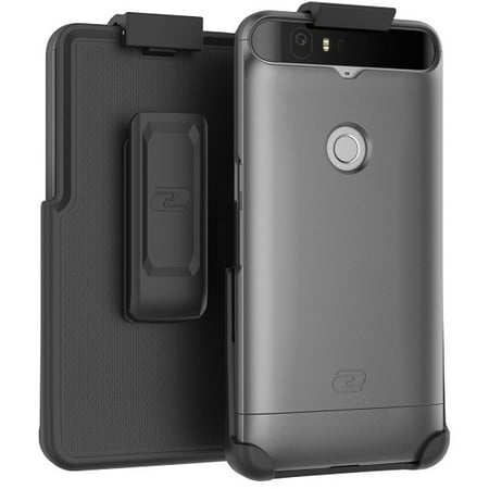Nexus 6P Belt Case, Encased (SlimShield Edition) Secure Fit Holster Clip + Easy-Grip Slider Shell (Metallic