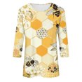 thumbnail image 5 of Raeneomay 3/4 Length Sleeve Womens Tops Women's Loose and Casual Printed Round Neck T-Shirt Top, 5 of 5