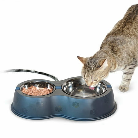 K&H Pet Products Thermo-Kitty Café Stainless/Black 12 ounce + 24 ounce