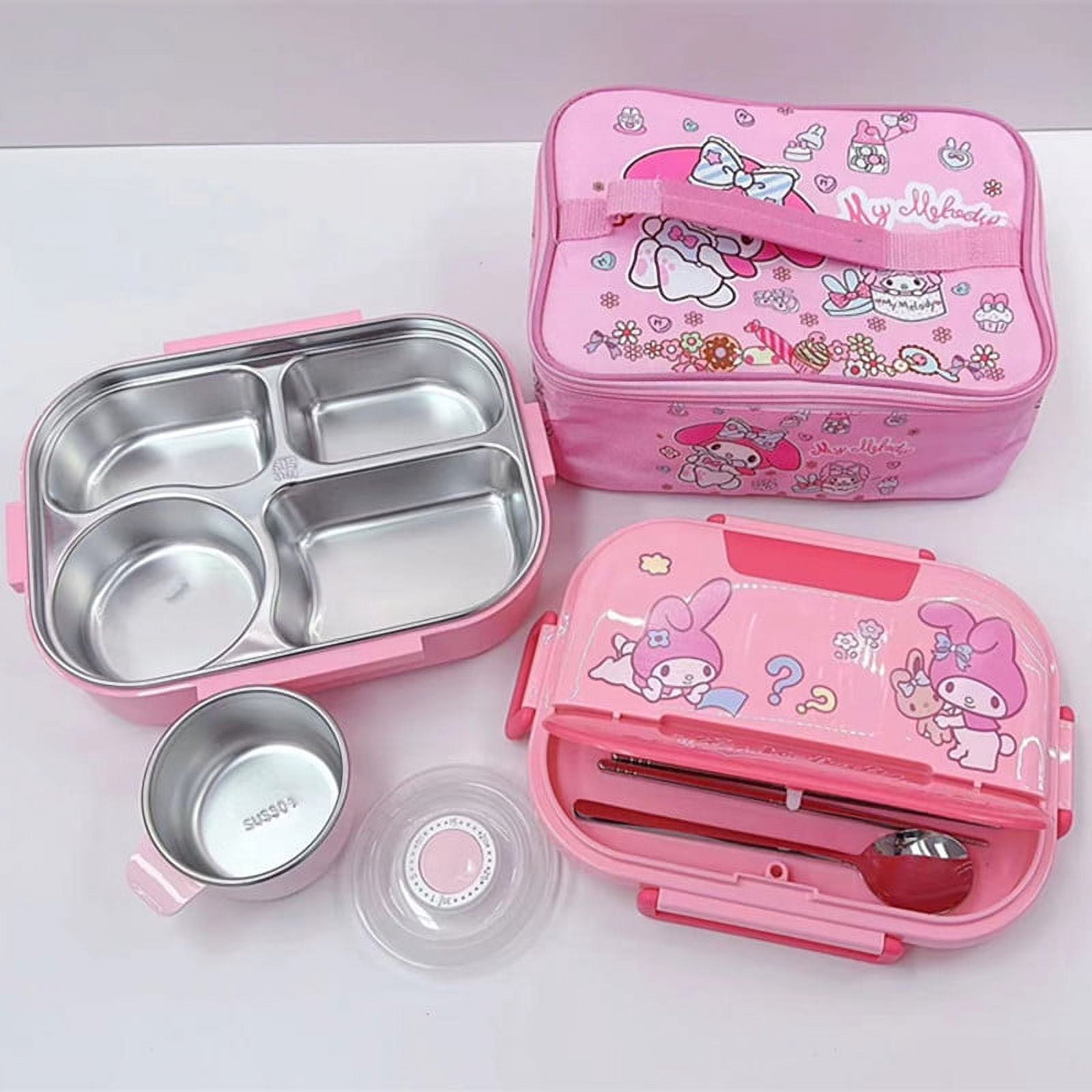 Sanrio Kuromi Melody Stainless Steel Lunch Box Bags Meal Prep Hello Kitty Containers Lunch Enfant Lunch Pack