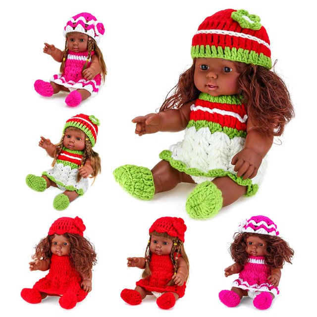 Lifelike Baby Reborn Dolls with Hand Knitting Colorful Dress Newborn Body Princess Toddler Toy Silicone Simulation Dolls heqiyong LED