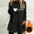 thumbnail image 2 of Fleece Tunic Tops for Women with 2 Pockets Hearts Print Crewneck Long Sleeve Fuzzy Sherpa Sweaters Pullover (S, Black 02), 2 of 4