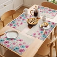thumbnail image 5 of Blue Pink Flowers Placemats Set of 6 Spring Garden Floral Rustic Burlap Place Mats Indoor Wipeable Table Mats Washable Cloth Dining Table Placemats for Kitchen Holiday Party Home Decor 13x19 Inch, 5 of 9