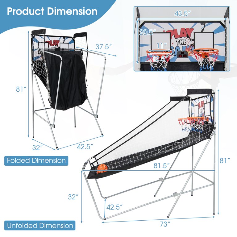Goplus Foldable Dual Shot Basketball Arcade Game, Basketball Hoop Game