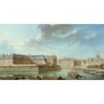 thumbnail image 2 of Nicolas Jean-Baptiste Raguenet 24x15 Black Ornate Framed Double Matted Museum Art Print Titled: The Eastern Point of Ile Saint-Louis, with the Bretonvilliers Hotel and the Lambert, 2 of 5