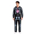 thumbnail image 3 of Halloween Onesie Adult Skeleton Print Long Sleeve Hooded Halloween Pajamas Hooded Casual Loose Fit One Piece Jumpsuits Loungewear Romper Unisex Outfit Fall Winter, 3 of 7