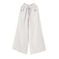 thumbnail image 4 of IDALL Linen Pants Women Wide Leg Pants Woman Women Summer High Waisted Cotton Palazzo Pants Wide Leg Long Pant Trousers With Pocket Beach Pants Plus Size Pants Beige L, 4 of 4
