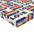 thumbnail image 2 of Ambesonne Emoji Pride Fitted Sheet, Love Wins Rainbow Art, Twin Size, White and Multicolor, 2 of 3