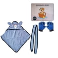 thumbnail image 2 of Houston Imports Hooded Dog Bathrobe Towel - Dog Grooming Bundle with Highly Absorbent Soft Micro-Fiber Towel Dog Robe and Pair of Dog Cleaning Gloves to Help Detangle Dog Hair while Grooming, Small, 2 of 5