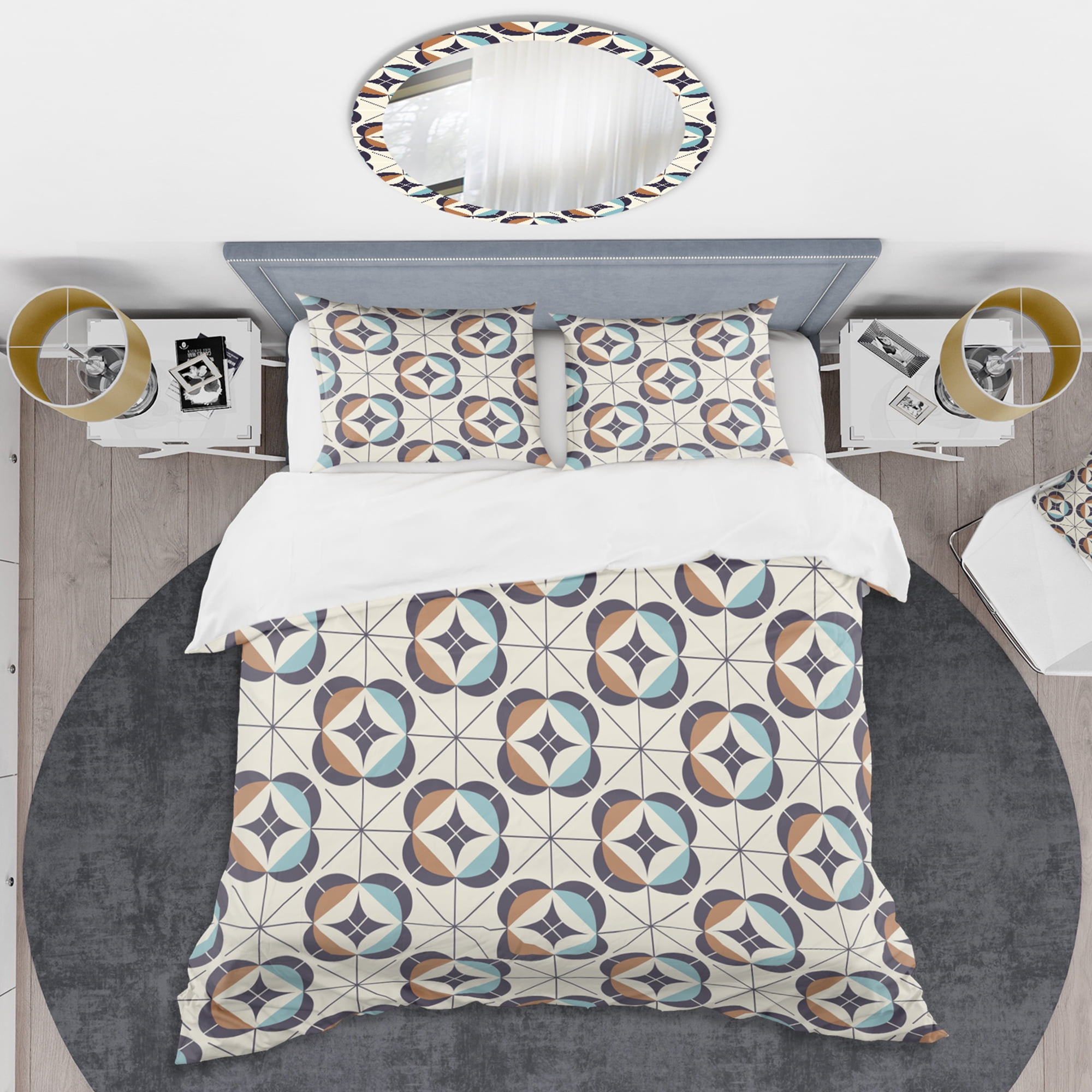 Designart 'Geometric Retro Design V' Mid-Century Modern Duvet Cover Set